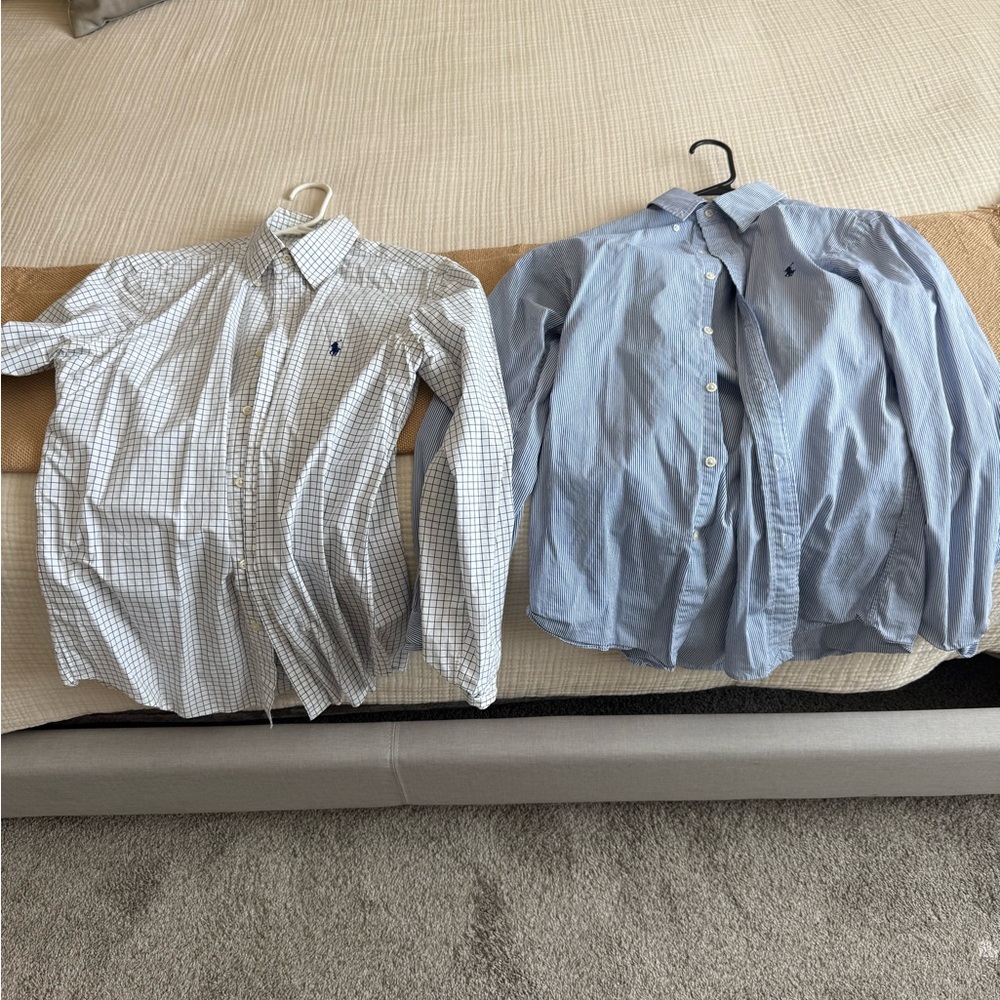 Ralph Lauren Polo Men's Blue and White Checkered Shirt